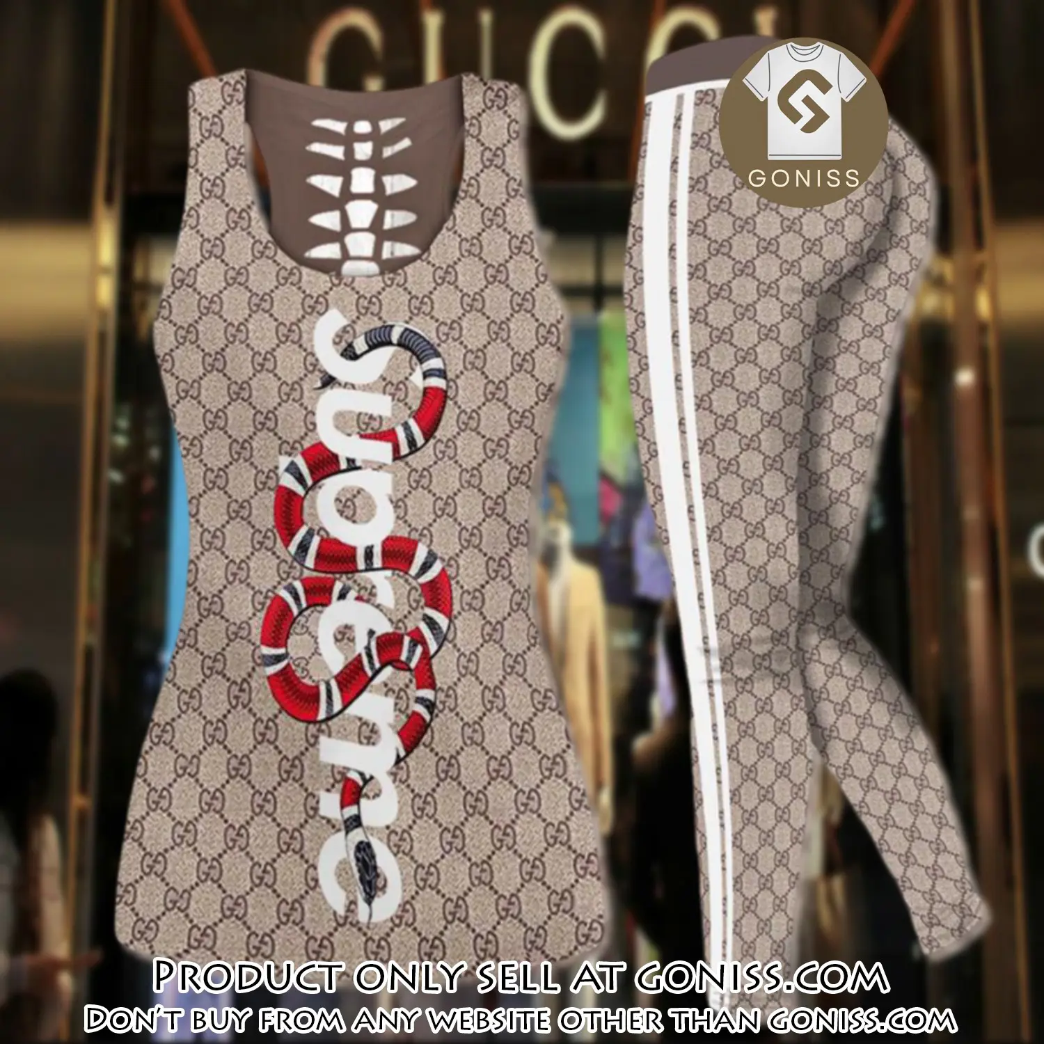 Gucci supreme snake tank top leggings set luxury brand for women yoga gym gn0445790